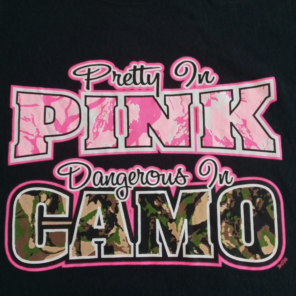 Pretty in Pink Dangerous in Camo black Tee - Picture 5 of 7